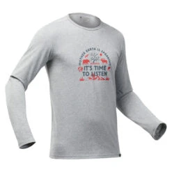 Quechua Tee-shirt NH100 ML Homme - Gris Clair
