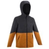 Quechua Veste Imperméable De Randonnée - MH500 Grise Et Ocre - Enfant 7-15 Ans