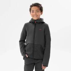 Quechua VESTE POLAIRE DE RANDONNEE - MH500 NOIRE GRISE - ENFANT 7-15 ANS -Quechua veste polaire de randonnee mh500 noire grise enfant 7 15 ans 3